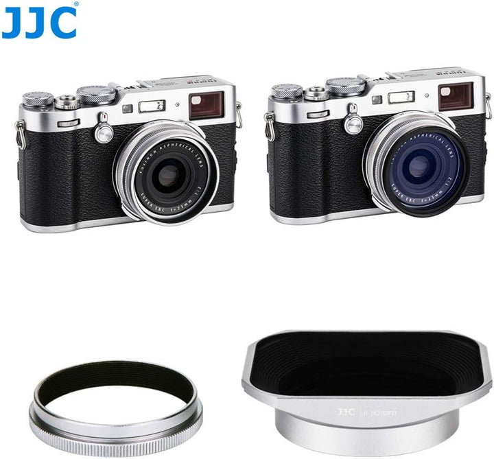JJC Silber Sonnenblende und Filteradapter für Fujifilm X100V, X100F, X100T, X100S, X100 und X70 Kame