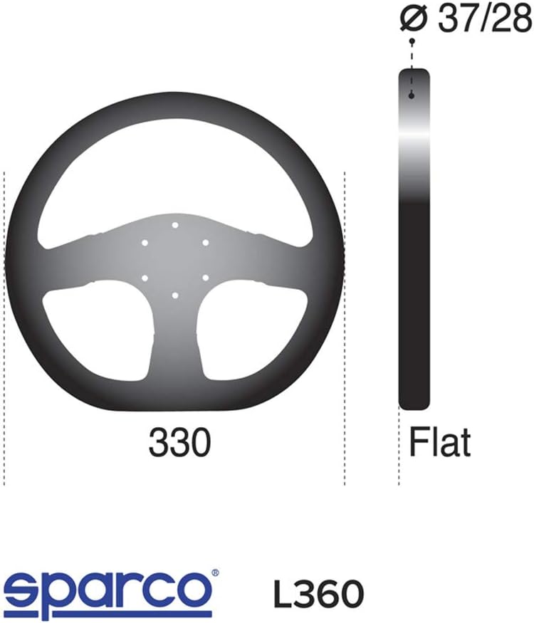 Sparco Universal Lenkrad L360 - Schwarz Leder - Durchmesser 330mm, Schwarz
