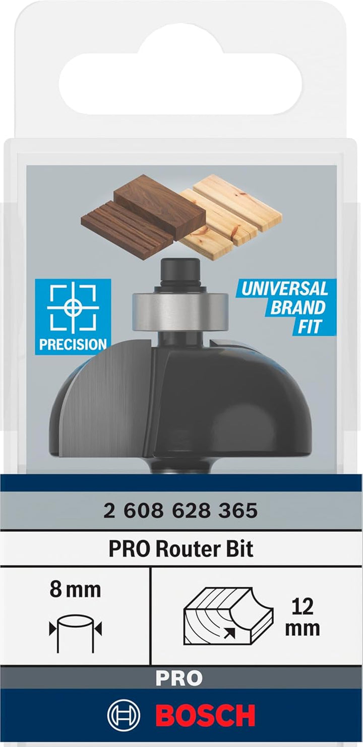 Bosch Professional 1x Hohlkehlenfräser Standard for Wood (für Holz, Radius 12mm, Arbeitslänge 15.6mm