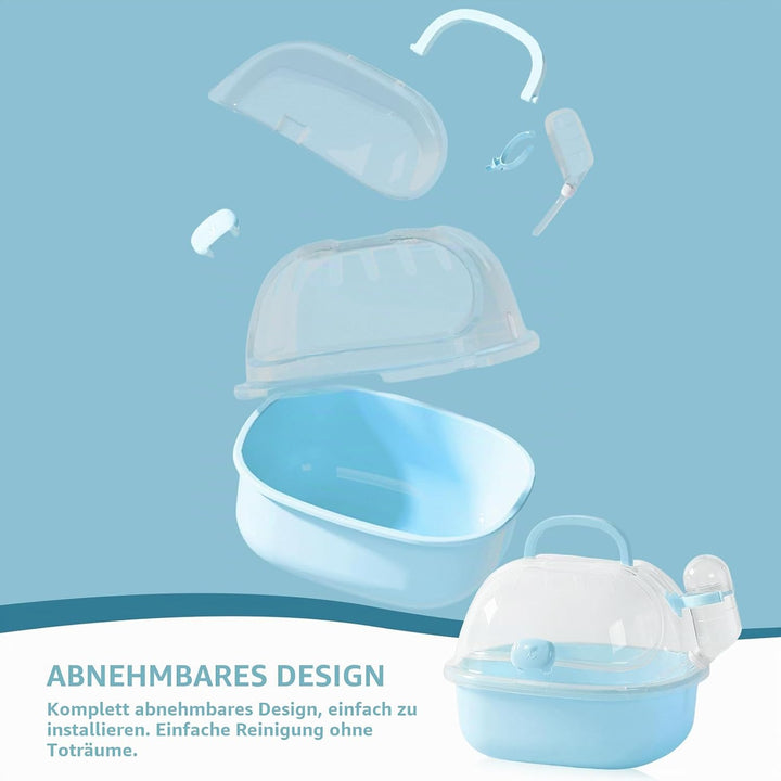 Transportbox Hamster mit Wasserflasche, 20x18x19cm Tragbare Transportbox Kleintiere Transportkäfig m