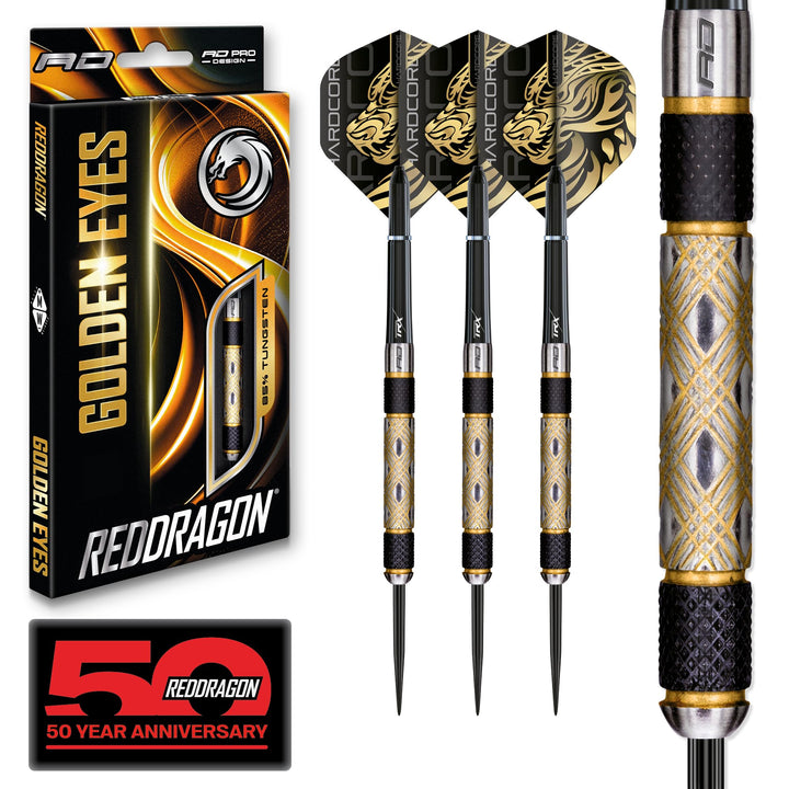 RED DRAGON Golden Eye Dartpfeile 22g, 24g, 26g, 28g, 30g oder 32g Profi Dartpfeile mit Flights und S