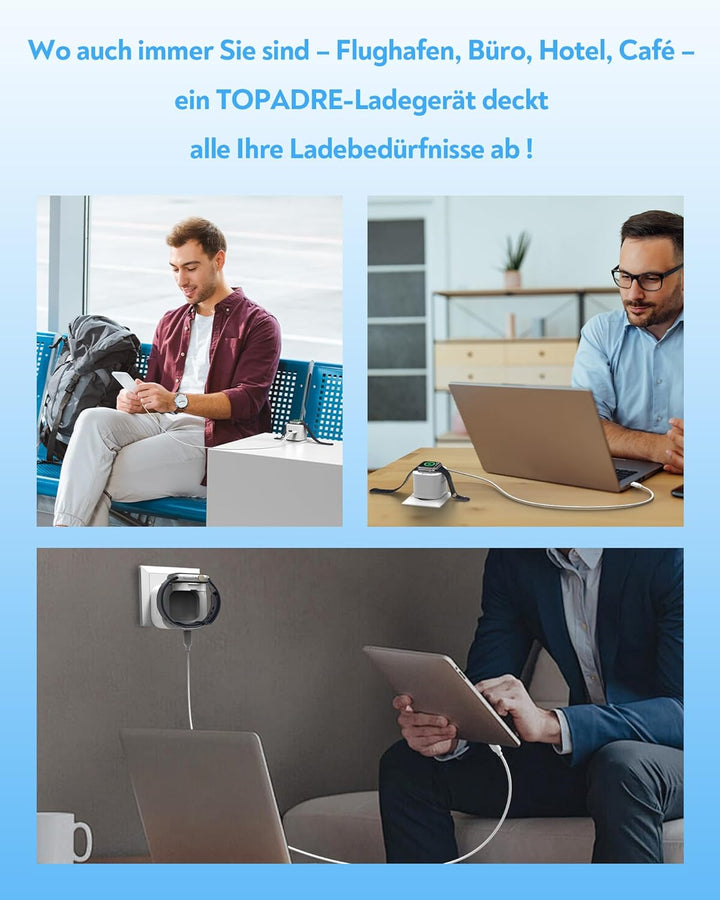 65W USB C Ladegerät für Apple Watch, 3 in 1 65W USB C iPhone Ladegerät PD 3.0 Schnellladegerät für i