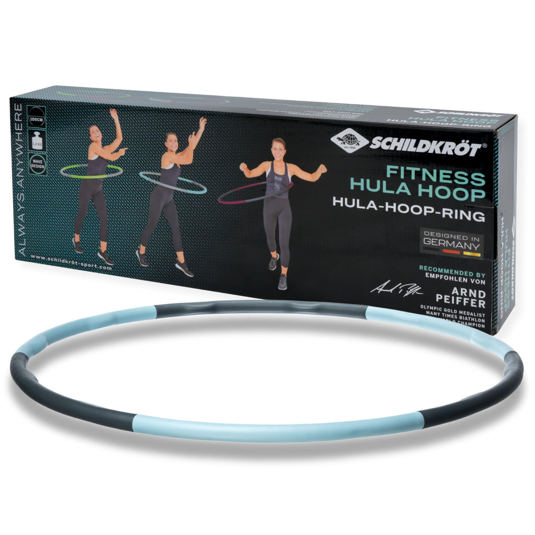 Schildkröt Fitness-Hoop, Hula-Hoop Reifen in 4-Farb Karton Hula-Hoop Ø100cm, Skyblue-Anthrazit, 9602