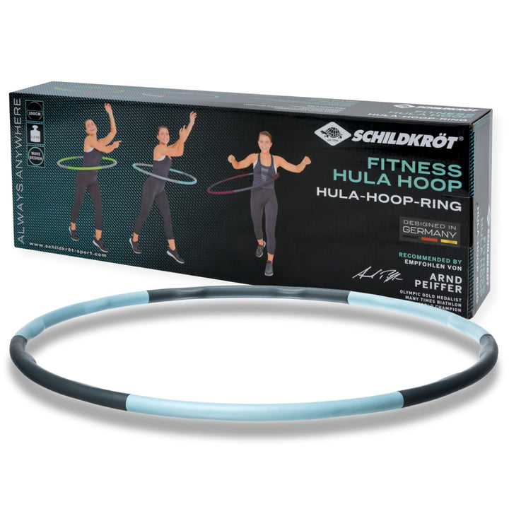Schildkröt Fitness-Hoop, Hula-Hoop Reifen in 4-Farb Karton Hula-Hoop Ø100cm, Skyblue-Anthrazit, 9602