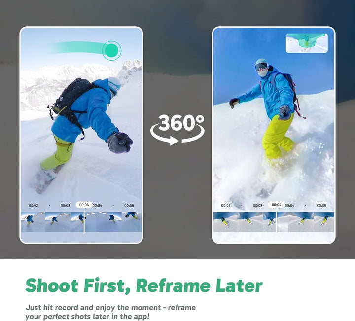 AKASO 360° Action Cam Creator-Set - 5.7K 72MP 360 Grad Actionkamera mit 256GB Speicherkarte Duale 1/
