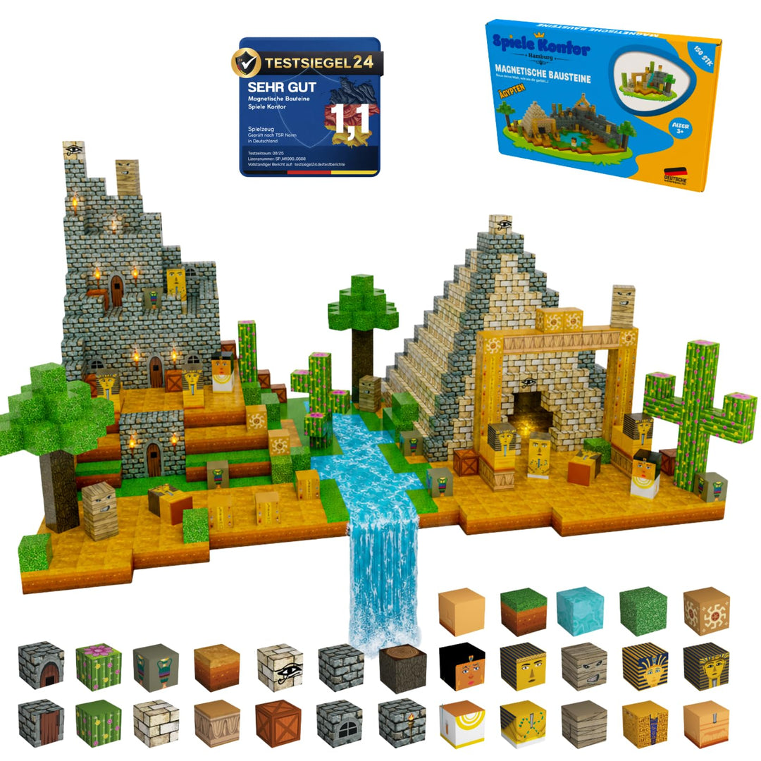 Spiele Kontor Magnetische Bausteine Ägypten - 150 Stück Magnetbausteine | Kinderspielzeug für Jungen