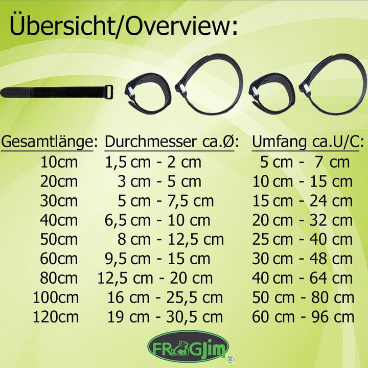 25x Klett Kabelbinder 20 cm - schwarz mit Schnalle - wiederverschliessbares Klettband 20cm mit Öse -