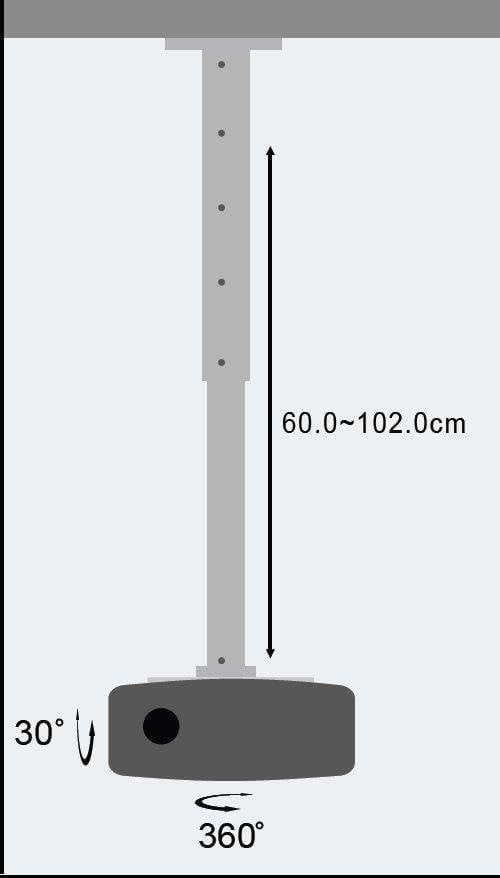 TECHly ICA-PM-102XL Beamer-Deckenhalterung Neigbar Boden-/Deckenabstand (max.): 1020mm Silber 60-102