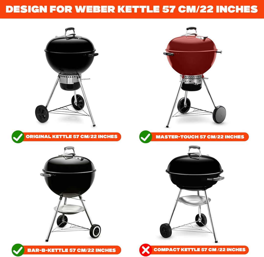 onlyfire BBQ Beistelltisch Outdoor für Weber 57 cm Kugelgrill & Master-Touch Holzkohlegrill, Grill S