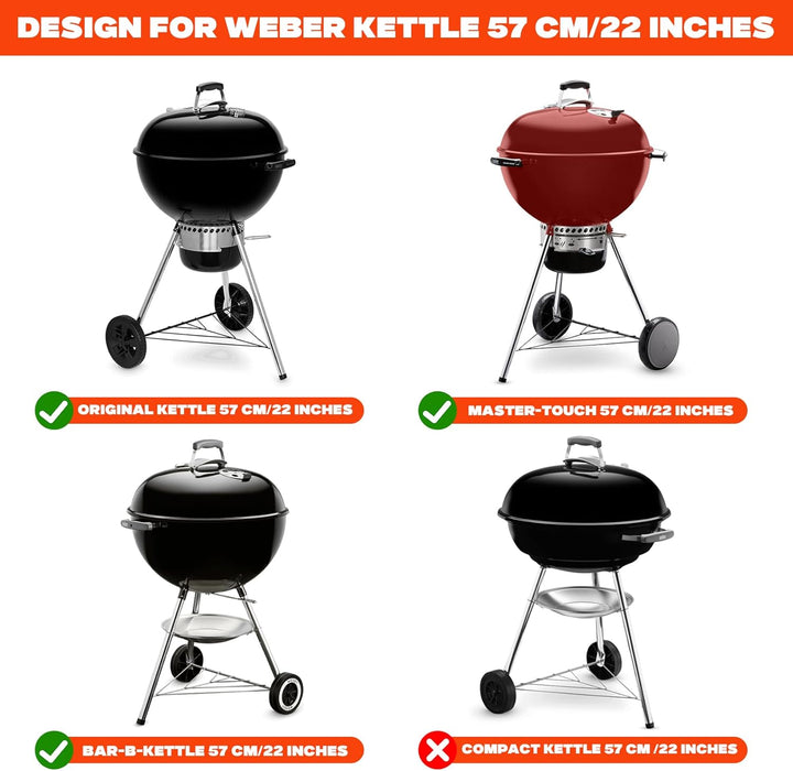 onlyfire BBQ Beistelltisch Outdoor für Weber 57 cm Kugelgrill & Master-Touch Holzkohlegrill, Grill S