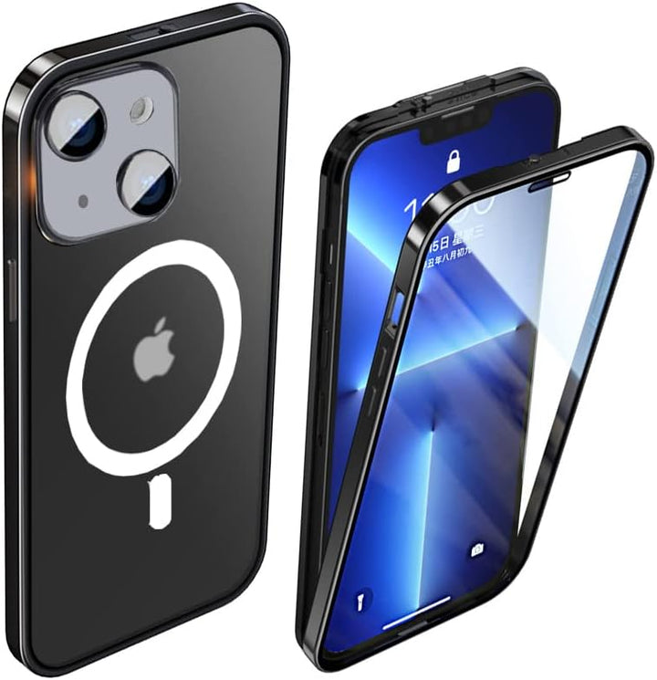 CeeEee iPhone 14 Plus Hülle Original Case Stossfänger Metall Schutzhülle mit Sperren Schnalle 360 Gr