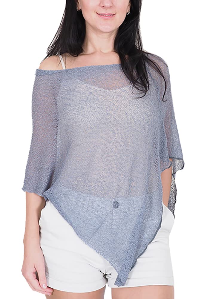 Mimosa Damen Schlichtes Stretch-Fischnetz häkeln Fledermaus kleiner Poncho Einheitsgrösse Grosse Grö