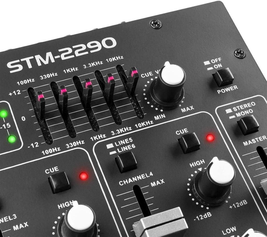 Vonyx STM2290 8-Kanal DJ Mischpult Bluetooth, DJ Mixer, Audio Mixer mit USB MP3 Player, Audio Mischp
