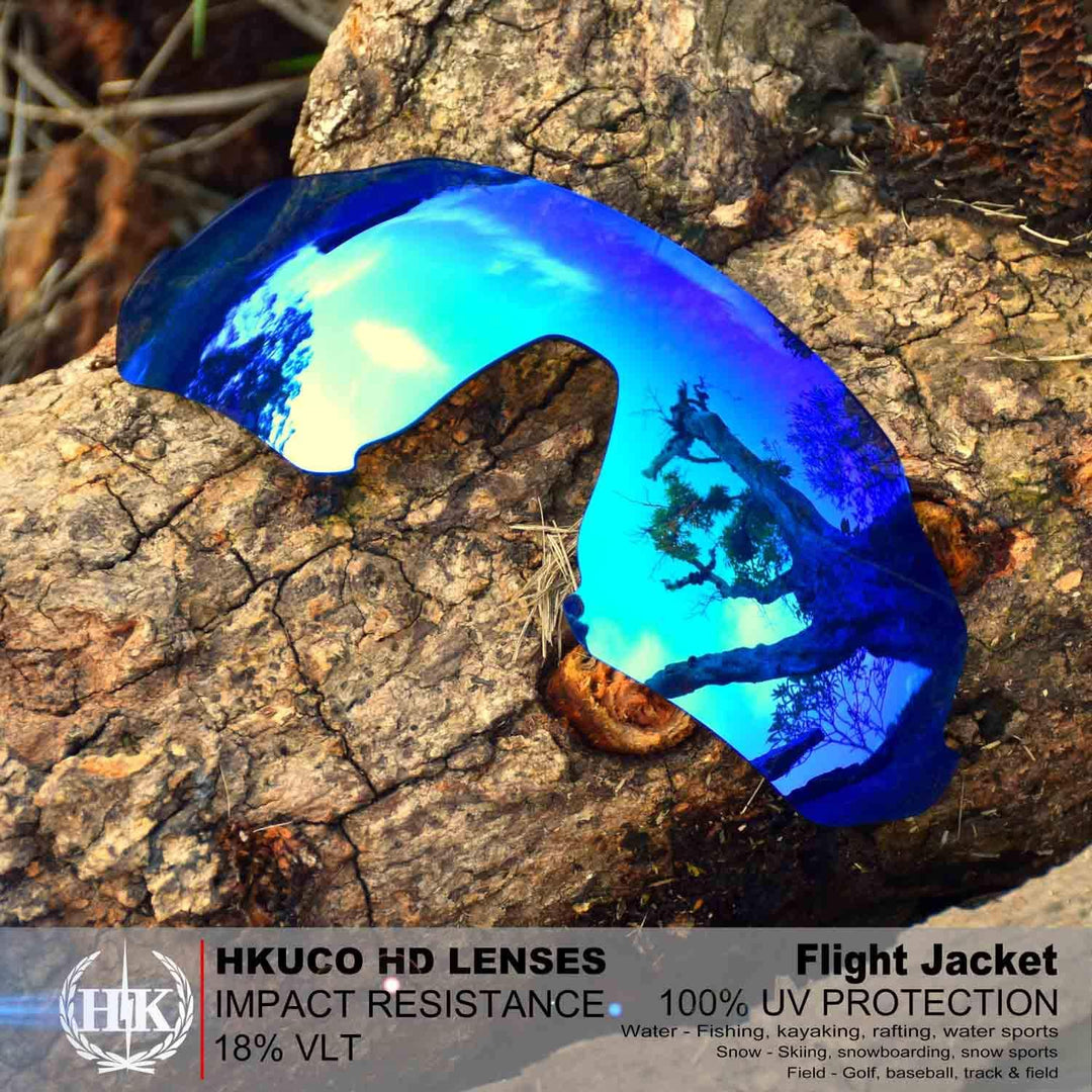 HKUCO Reinforce Blau/Titan/Photochromicic Polarisiert Ersatz-Brillengläser für Oakley Flight Jacket