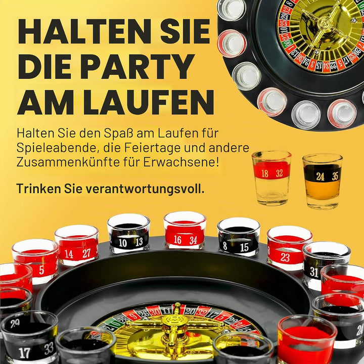 WANTED Schnapsglas Roulette Komplettset Trinkspiele, Kunststoff, rot/schwarz, 16PCS Set, 16PCS Set