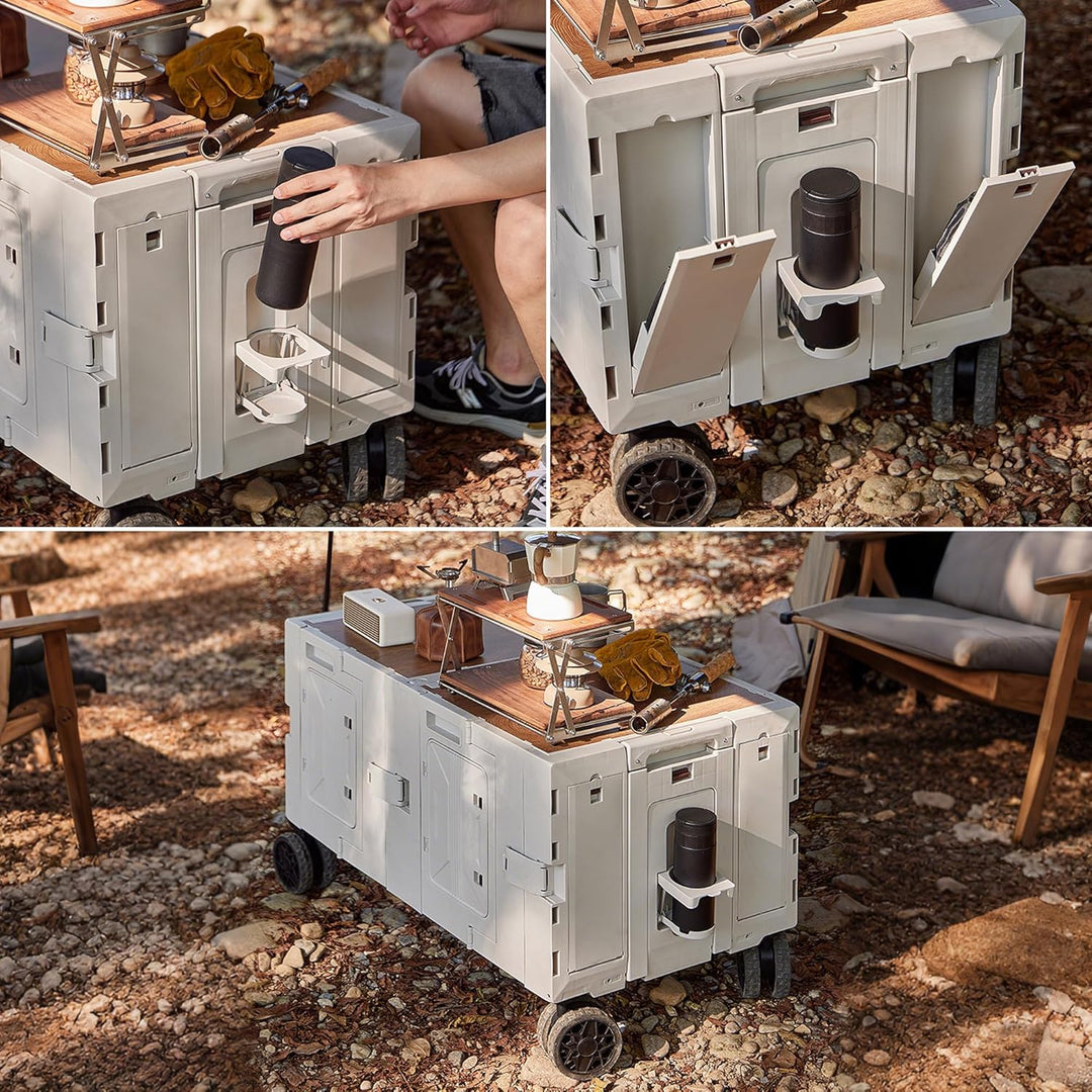 Klappbarer Gartenwagen, multifunktionaler Kinderwagen mit Tischdeckel, 150L, 70KGS Kapazität, tragba
