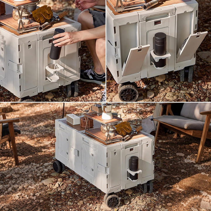 Klappbarer Gartenwagen, multifunktionaler Kinderwagen mit Tischdeckel, 150L, 70KGS Kapazität, tragba