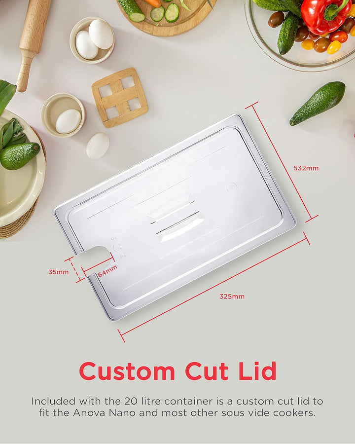 SousVideTools Container aus Polycarbonat, 20 l, mit Deckel passend für den Sous-Vide-Stick Nano von