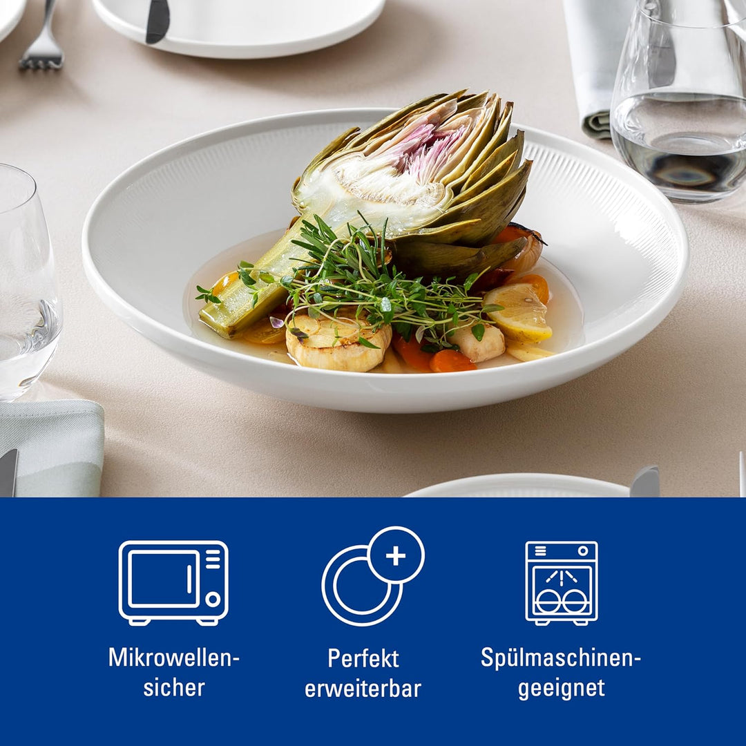 Villeroy & Boch – Afina Suppenteller Gross Weiss, Spülmaschinenfest, Mikrowellensicher, Teller, Gesc