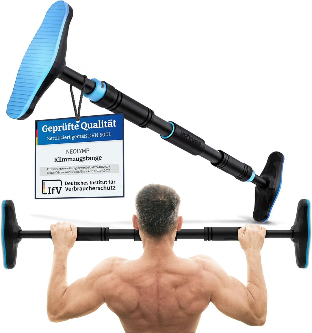 NEOLYMP Klimmzugstange Türrahmen ohne Schrauben mit Pull up Bar E-Book - Klimmzugstange verstellbar