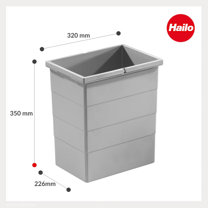 Hailo 20 Liter Ersatzeimer 1076119 für Abfalleimer grau