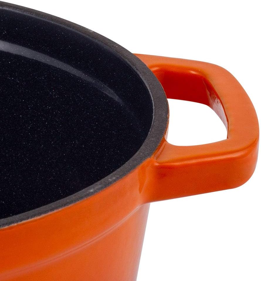 Vintage Cuisine Topf mit Deckel, emailliert, Gusseisen, 2,2 l, Orange