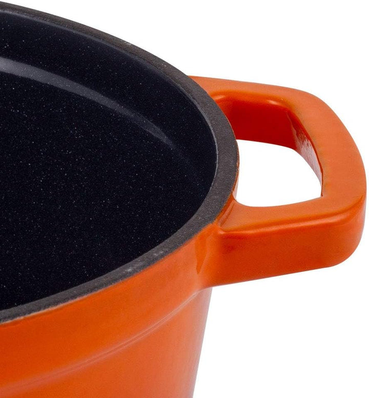 Vintage Cuisine Topf mit Deckel, emailliert, Gusseisen, 2,2 l, Orange