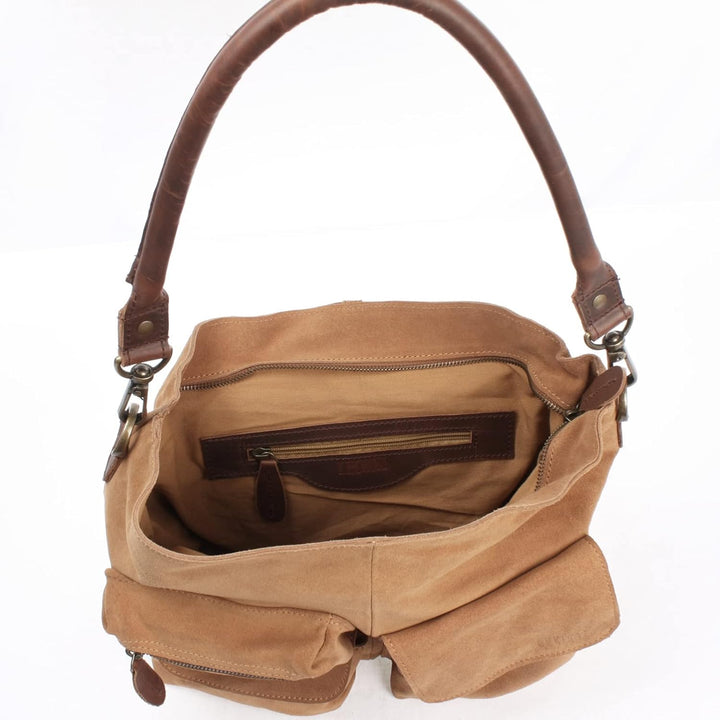 LECONI Schultertasche Ledertasche für Damen echtes Leder Natur grosser Shopper Lederhandtasche für D