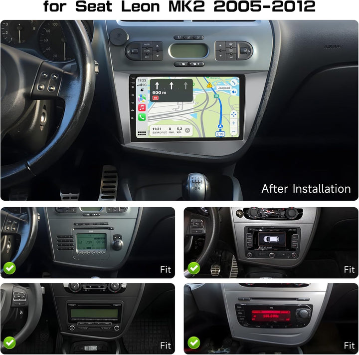 2+64GB Android Autoradio für Seat Leon 2005-2012 Wireless Carplay Android Auto, 9'' IPS Touchscreen