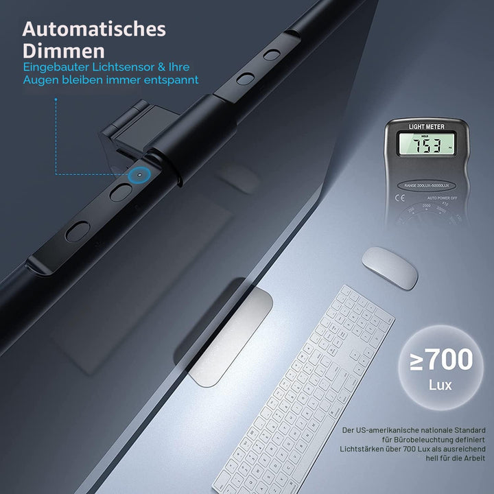 Quntis 22-29 Zoll Computer Monitor Lampe LED USB Touch Control, 52cm Light Bar Anti-Blaulicht Auto-D