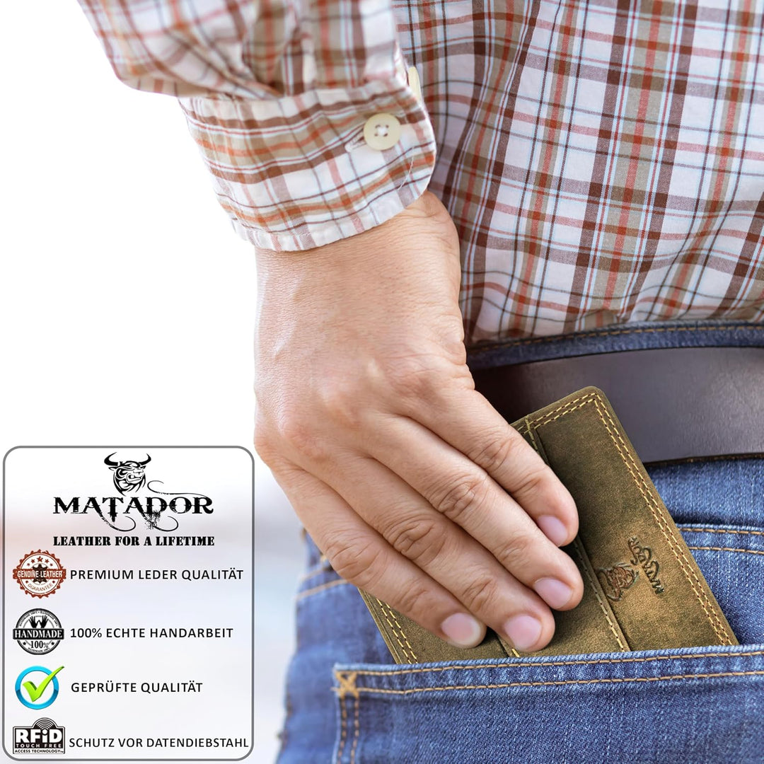 MATADOR Herren Geldbeutel Leder #Danzig mit edler Geschenk Box, Elegante Geldtasche RFID Schutz, Lux