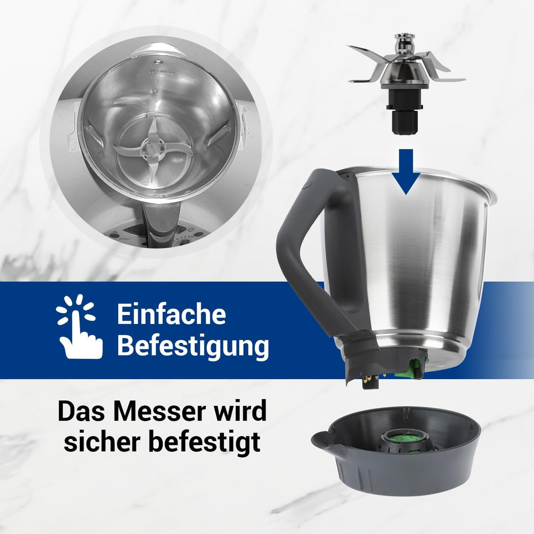 VIOKS Mixmesser Ersatz für Thermomix Messer TM31 - Ersatzmesser mit 4 Klingen und Dichtring - Küchen