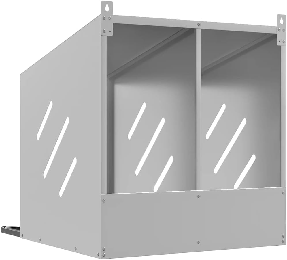 Verzinkter Hühner-Nistkasten mit 2 Fächern, wetterfester Stall aus Metall, Robustes Gehege für Hühne