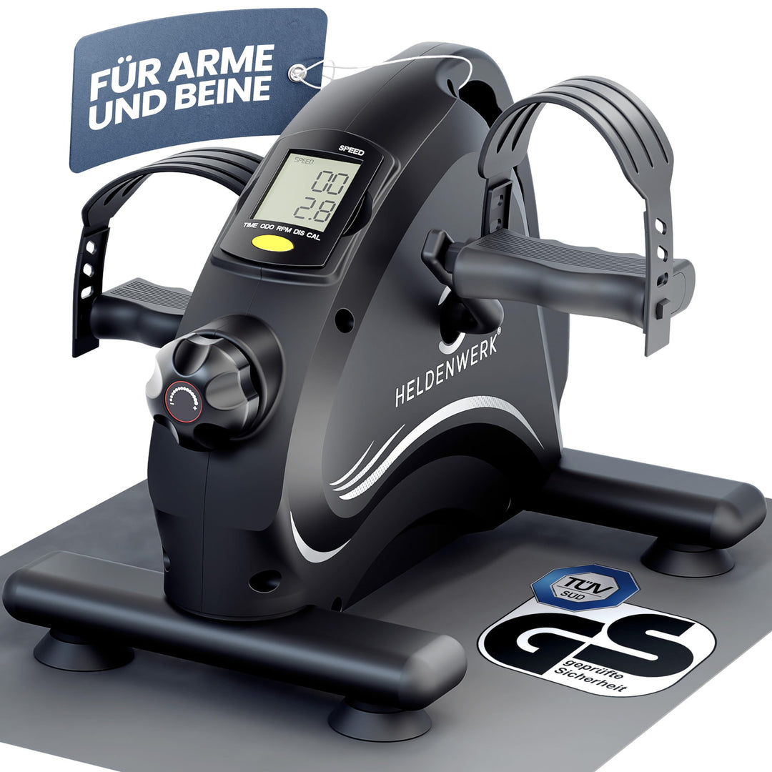 HELDENWERK Pedaltrainer Basic Set - TÜV/GS geprüft inkl. Befestigungsgurt & Anti-Rutschmatte - Arm-