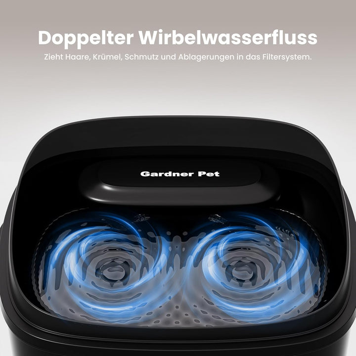 Gardner Pet 3.78L Wasserbrunnen mit Vortex-Filtration, Trinkbrunnen für Hunde und Katzen, leiser aut