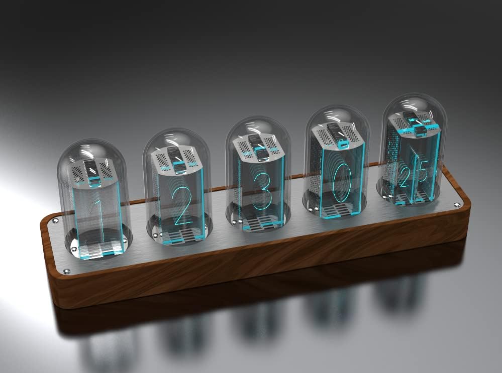 Lonyiabbi Nixie Röhrenuhr, elektronisch, LED-Leuchten, Mulation, Retro, moderner Holzwecker, USB-bet