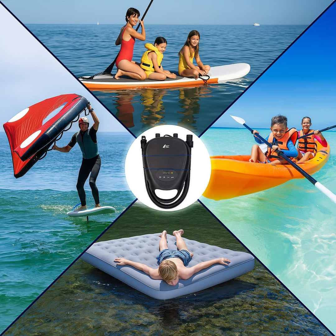 AGT SUP Pumpe: Elektrische Luftpumpe für SUP-Boards, 70 l/Min., 12 V, 1,38 bar/20 psi (Kompressor, 1