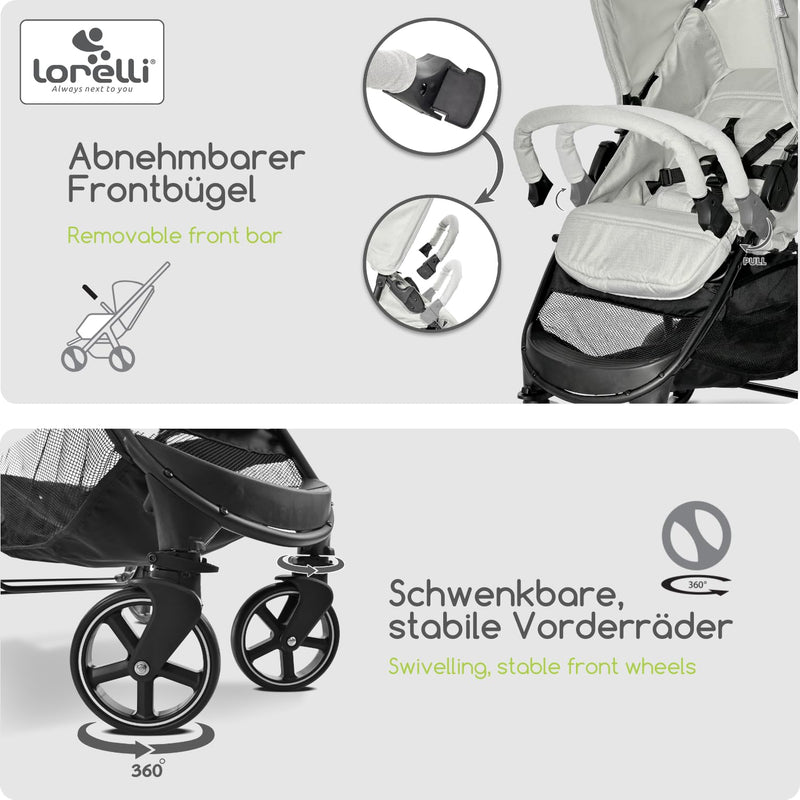 Lorelli Kinderwagen Rome, Reisebuggy, Baby Buggy klein zusammenklappbar, Leicht, Nur 7 kg, Kompakter