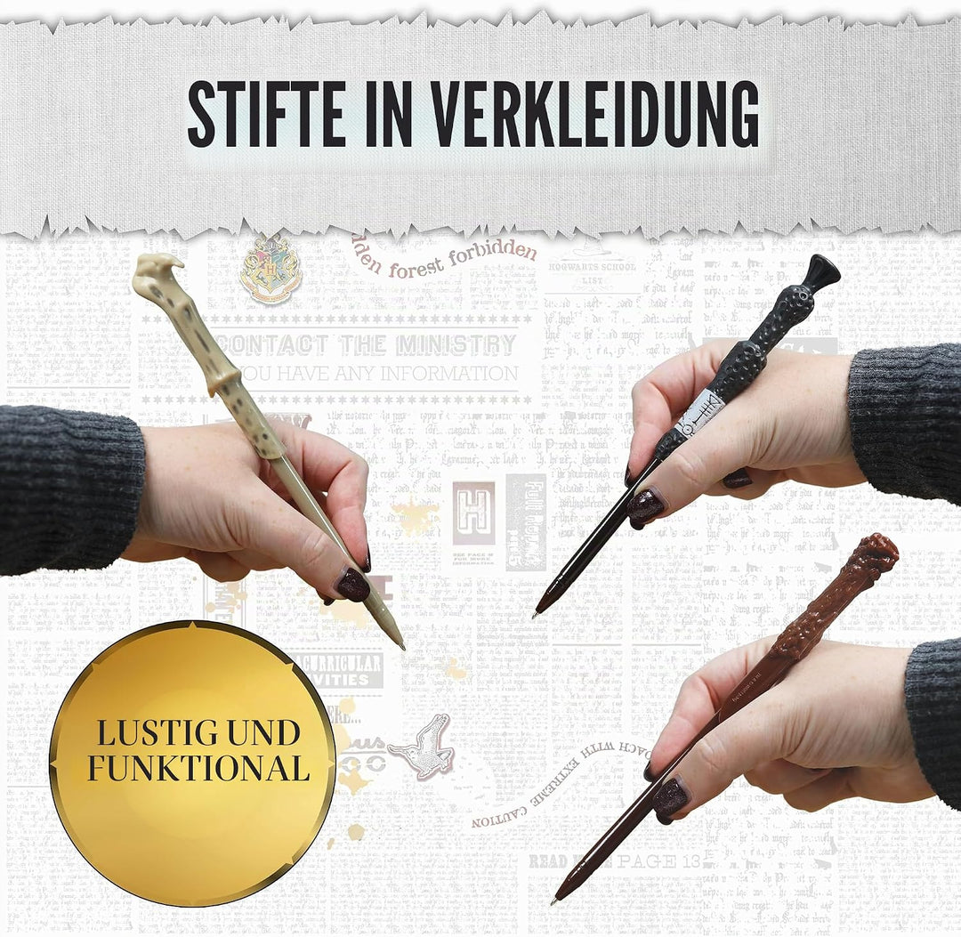 Harry Potter Zauberstab-Stift 3er Set, Schreibwaren zum Schreiben, Geschenke und Merchandise