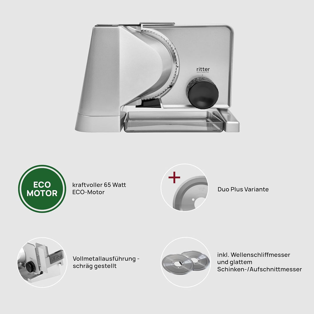 ritter solida 4 Duo Plus, Elektrischer Allesschneider & Brotschneidemaschine aus Vollmetall, Made in