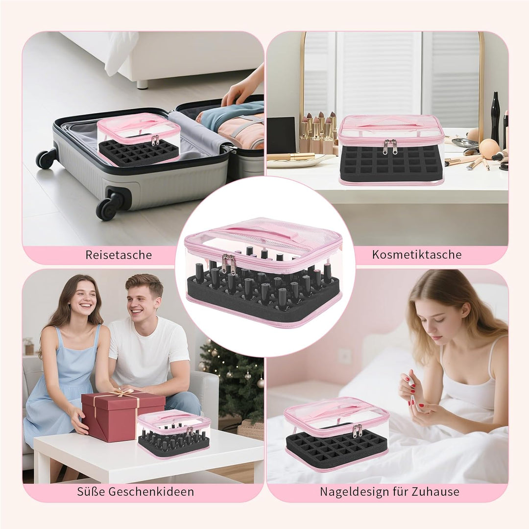 Nagellack Aufbewahrung für 30 Flaschen,Transparenter Nagellack Organizer & Kosmetikkoffer aus spritz