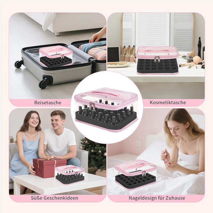 Nagellack Aufbewahrung für 30 Flaschen,Transparenter Nagellack Organizer & Kosmetikkoffer aus spritz