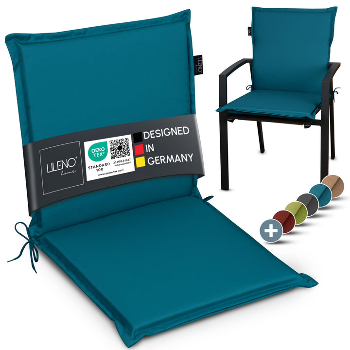 LILENO HOME Gartenstuhl Auflagen [1er Set - Niedriglehner] in Petrol - Bequeme Liegen als Sitzauflag