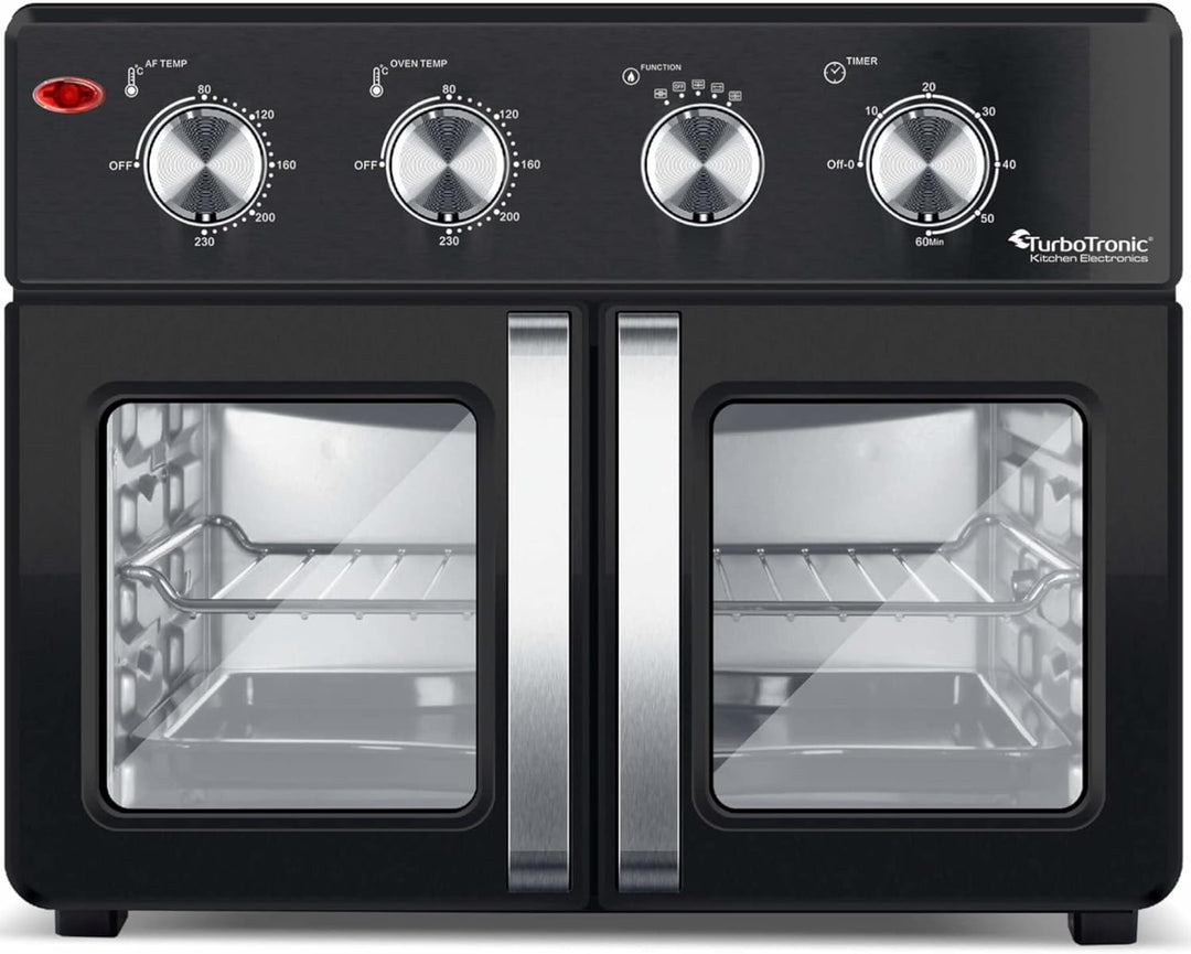 TurboTronic digitaler Heissluftofen - XXL 32 Liter mit Drehspiess für Hähnchen 4in1 Mini Backofen &