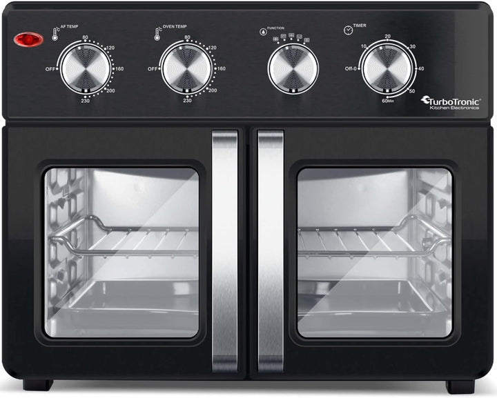 TurboTronic digitaler Heissluftofen - XXL 32 Liter mit Drehspiess für Hähnchen 4in1 Mini Backofen &
