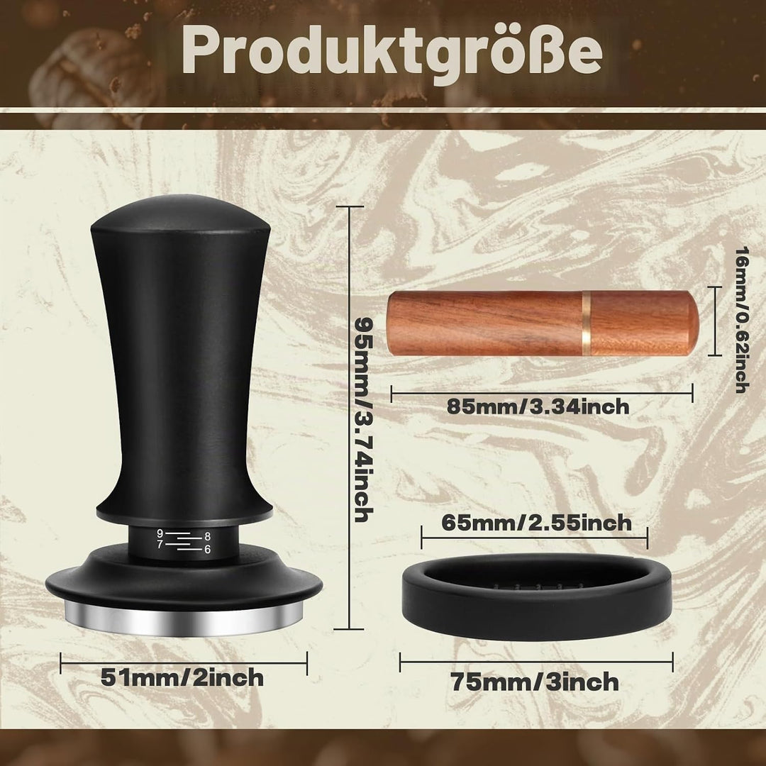 Kaffee Tamper Set 51mm,Espresso Tamper mit Skaleneinstellung, Kaffeerührer Werkzeug,Verteilerwerkzeu