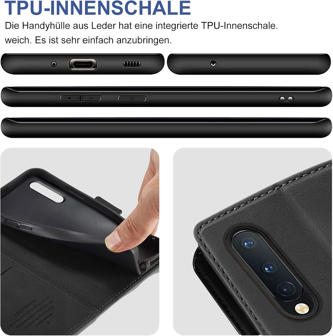 Handyhülle für Samsung Galaxy Z Fold 4 Hülle mit Schutzfolie, Standfunktion Kartenfach Wallet Premiu