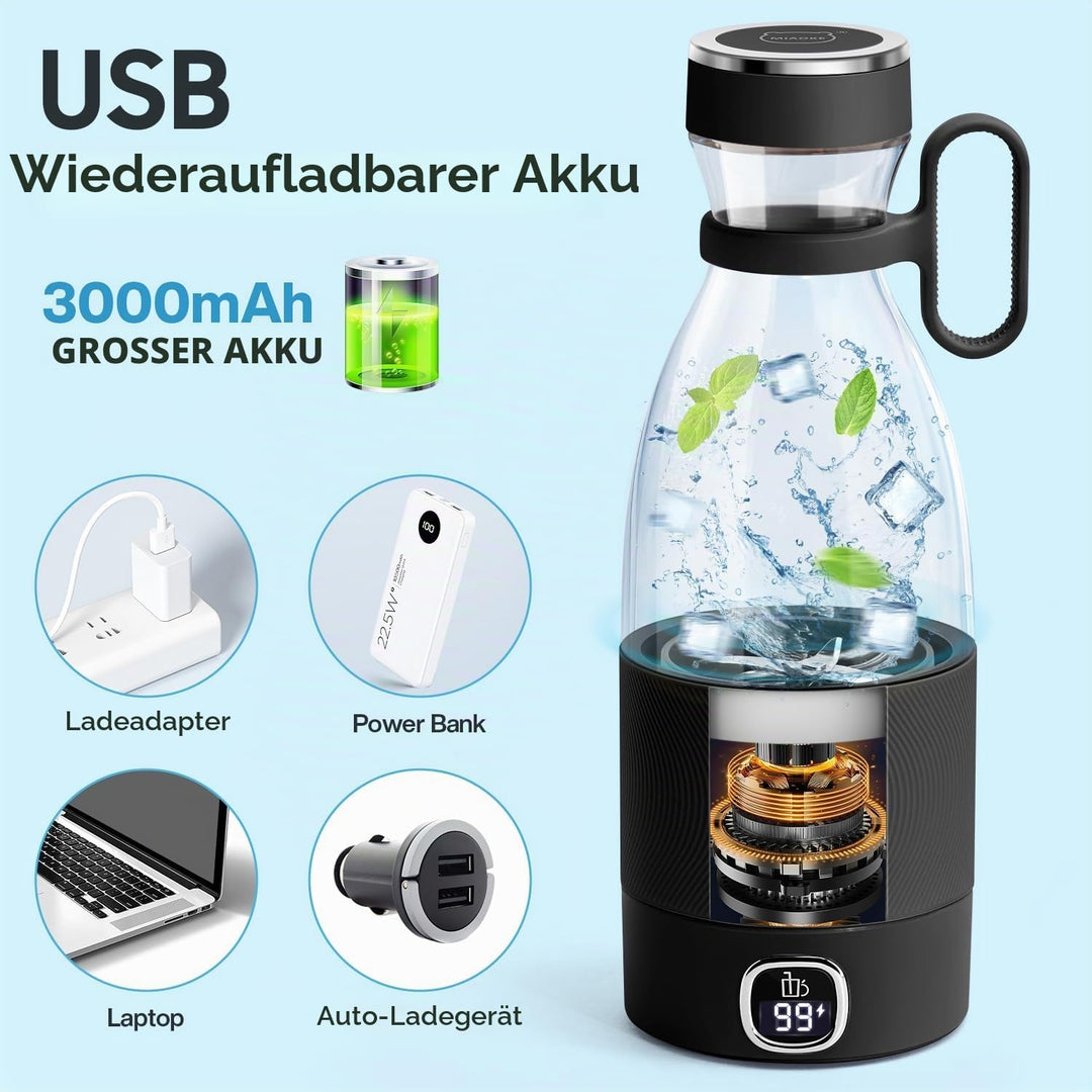 MIAOKE Tragbarer Mixer, 6 Klingen, Entsafterbecher für Saft-Shakes und Smoothies, 350 ml, Mini-Mixer