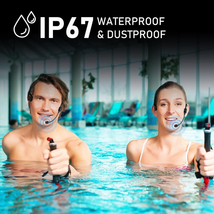 KIMAFUN IP67 wasserdichtes drahtloses Fitness-Mikrofon, 2.4G leichtes ergonomisches Headset Mikrofon