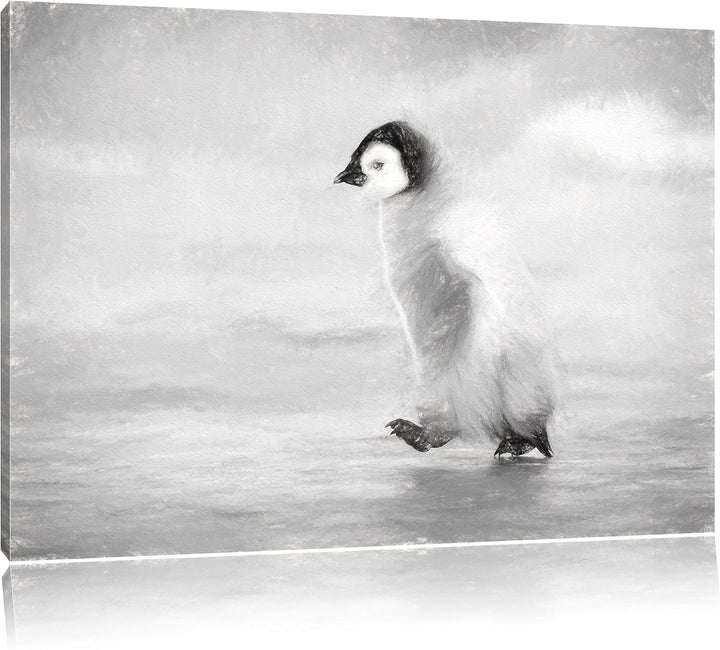 Pixxprint Kaiserpinguinkücken als Leinwandbild/Grösse: 100x70 cm/Wandbild/Kunstdruck/fertig bespannt